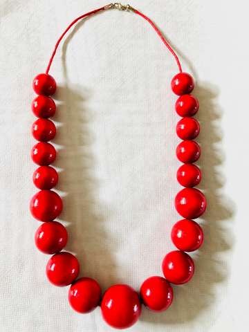 Polish Art Center - Krakow Three String Red Bead Necklace - Child's Small  Size