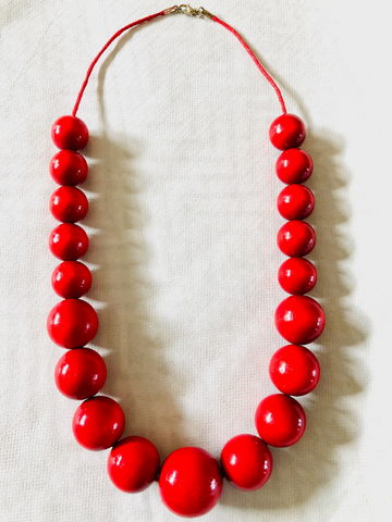 Red 2025 wooden necklace