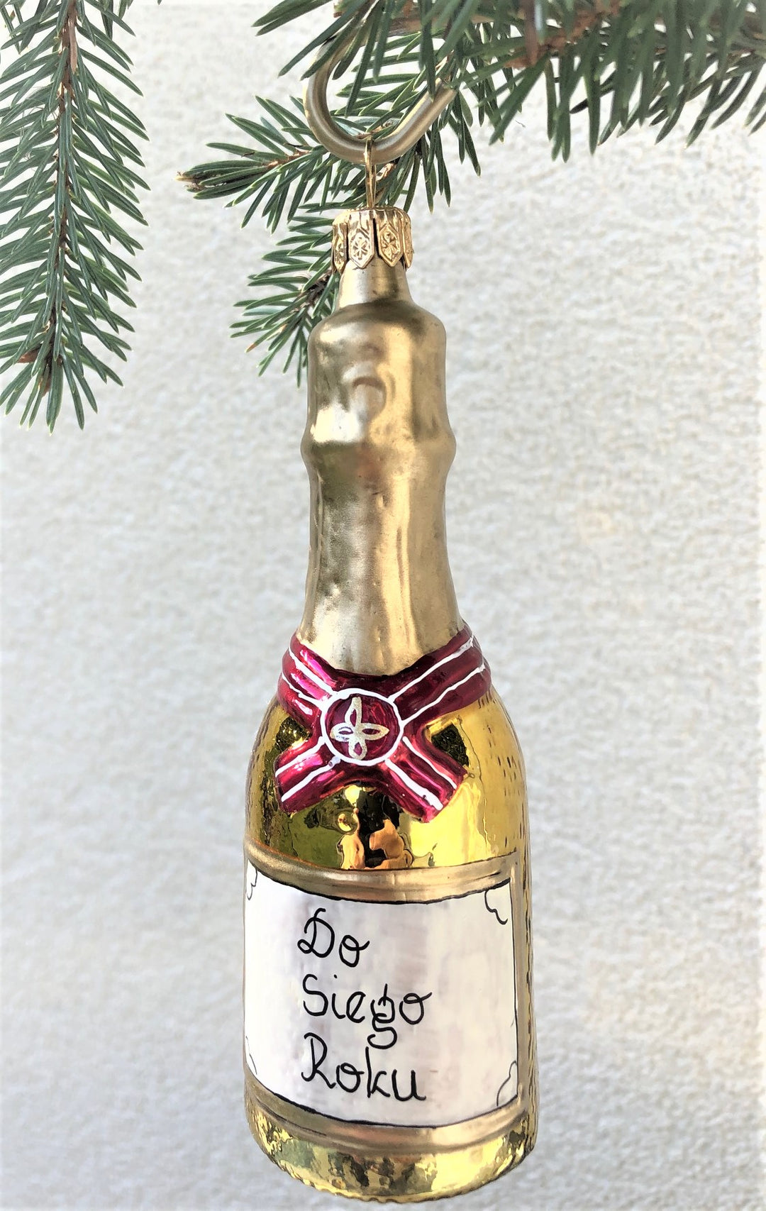 CHAMPAGNE BOTTLE – Do Siego Roku – Till Next Year hanging glass CHRI –  Poland Culinary Vacations