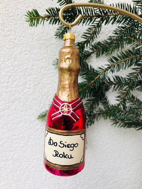 CHAMPAGNE BOTTLE – "Do Siego Roku" – Till Next Year hanging glass CHRISTMAS ornament