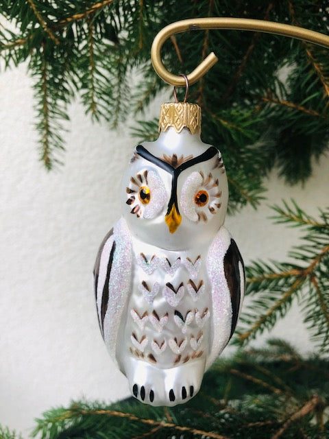 Owl Glass Christmas Ornaments - Set of Three