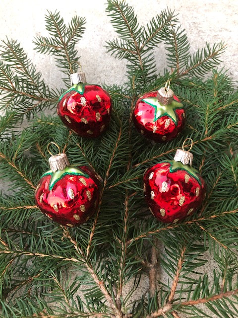 Strawberries Christmas Ornaments - Set of four