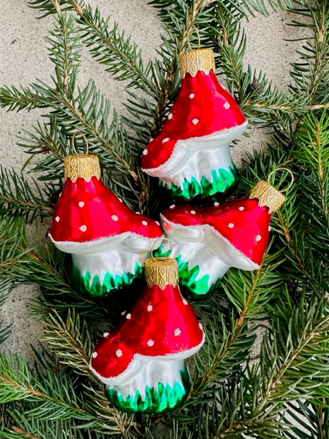Toadstool Mushrooms Ornaments - Set of four