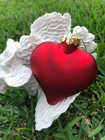 Large Red Heart Hanging Glass Ornament Made in Poland